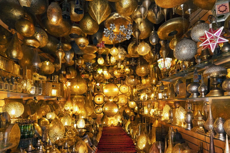 lighting shop in the souk of marrakech, Morocco